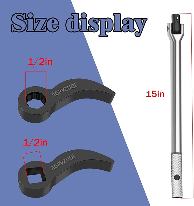 3 Pcs Pry Bar Adapter Head Set for Half Shaft Removal - Crowbar Wrench Tool Pry Bar Set,15 Inch 1/2 Wrench Extender Cv Axle & Bearing Service Tools, Automotive Repair Pry Tool