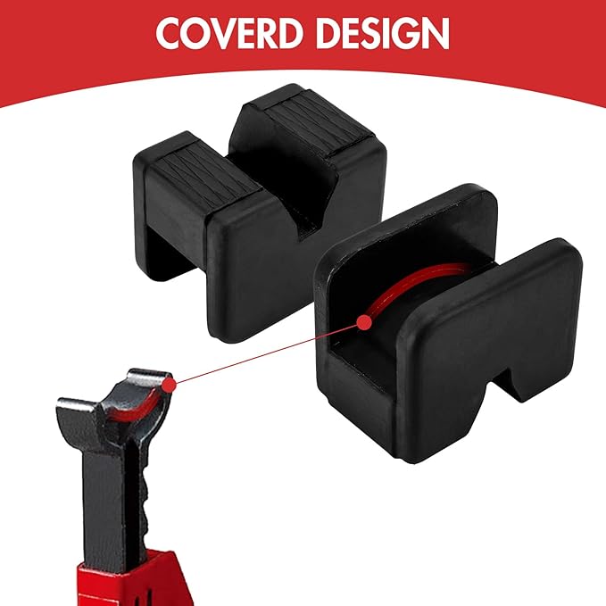 Toolly 4 Pack Jack Pad Adapter for Jack Stand, 2-3 Ton Universal Heavy Duty Rubber Slotted Frame Rail Pinch welds Protector Set