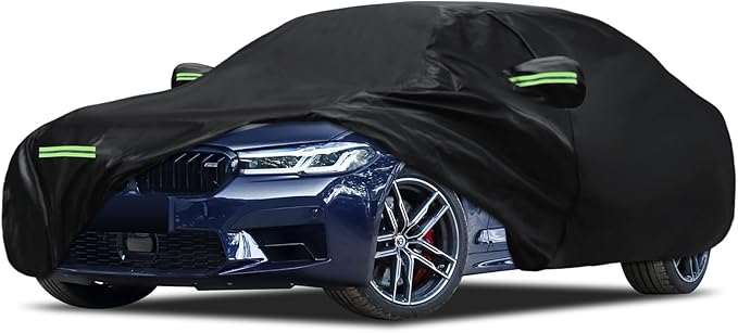 Car Cover Fit for BMW 5 Series 528i 530i 535i 540i M5 M550i M550 (2007-2026), Migaven Waterproof Full Exterior Cover Sun Rain Protection with Door Zipper, Black