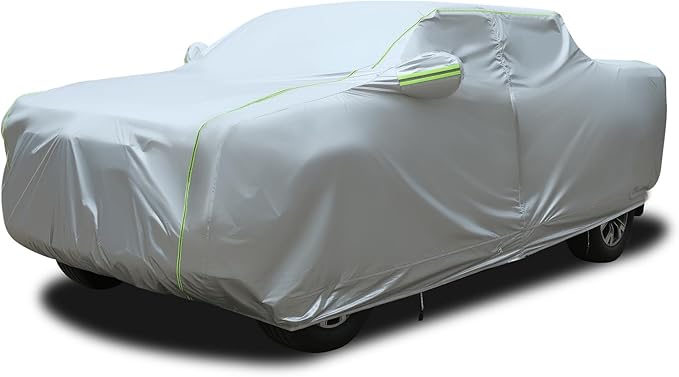 Tecoom Truck Cover Waterproof for Automobiles, Breathable Light Shell Windproof Sun Rain Snow Protection with Zipper Door & Lock, All Weather Outdoor Full Pickup Covers Fit Length Up to 252"