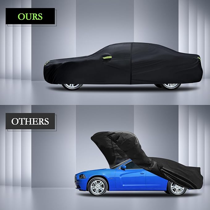 Car Cover Custom Fit for Dodge Charger 2006-2026, Waterproof All Weather Full Exterior Cover Rain Sun Hail Protector Car Cover with Door Zipper