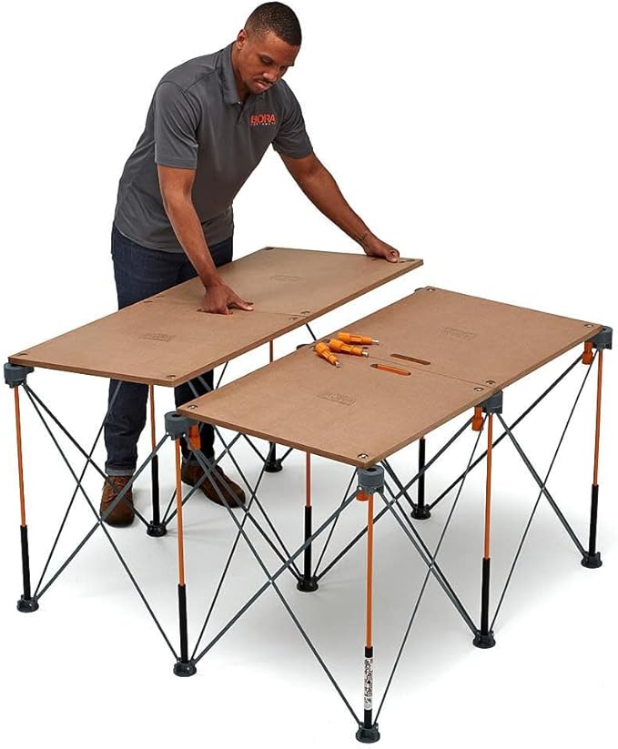 BORA Centipede Folding Table Top for Bora Centipede Work Stand Saw Horses - 24 Inch x 48 Inch - Includes Wood Top + 6 Quick-Twist Locks for a Portable, Quick Setup Work Table or Workbench, CT22N Brown