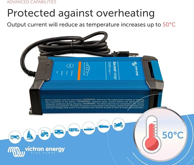 Victron Energy Blue Smart IP22 Smart Car Battery Charger 12V 20A, Float & Trickle Charger and Desulfator for Motorcycle, ATV, RV, Lithium and Deep Cycle Batteries
