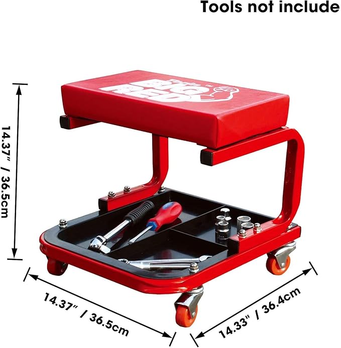 DNA Motoring Heavy Duty ABS Plastic Automotive Creeper and Torin TR6300 Padded Mechanic Rolling Shop Seat
