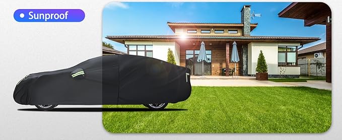Car Cover Custom Fit for Tesla Model 3 2017-2026, 6 Layers Truck Cover Waterproof All Weather for Automobiles,Outdoor Full Exterior Cover,Rain, Sun, Wind Protection,Black