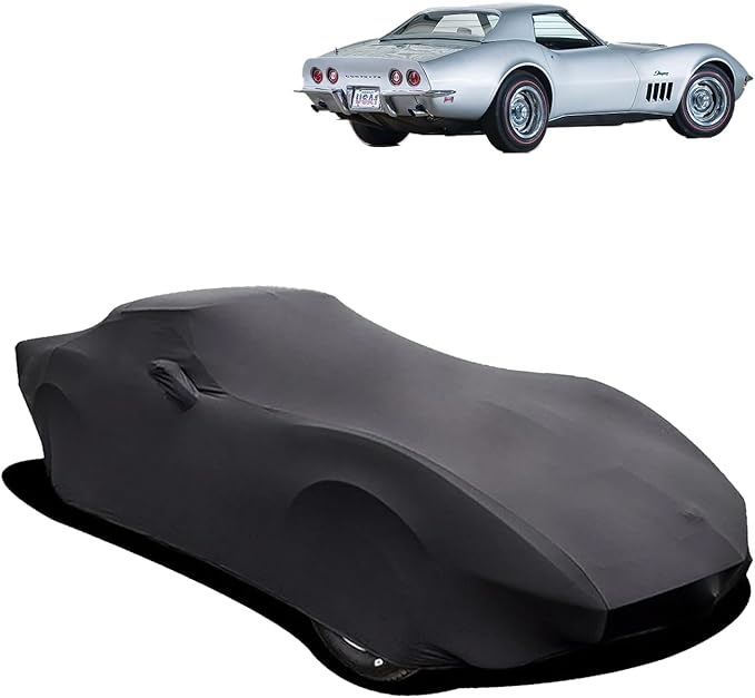 Indoor Car Cover Custom Fit for Corvette C3 1968-1982 Luxurious Soft Stretch Satin Car Cover Breathable Dust-Proof for Underground Garage, Car Show