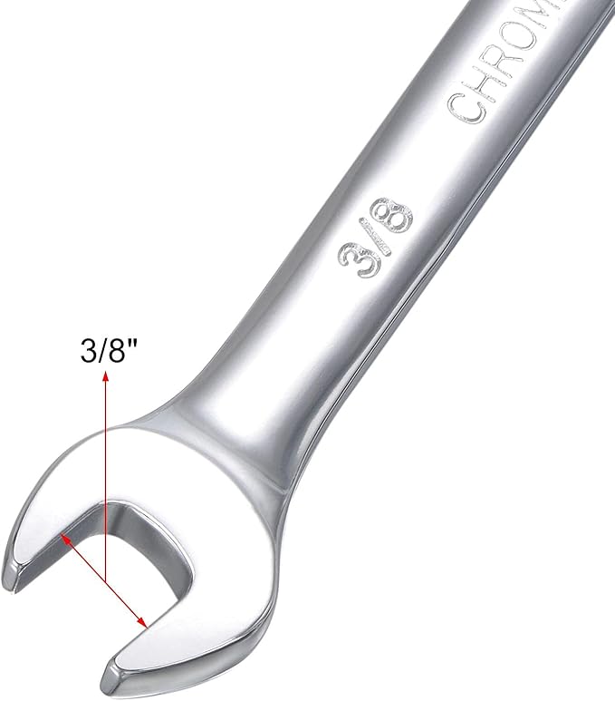 uxcell 3/8 Inch Ratcheting Combination Wrench SAE 72 Teeth 12 Point Ratchet Box Ended Spanner Tools, Cr-V