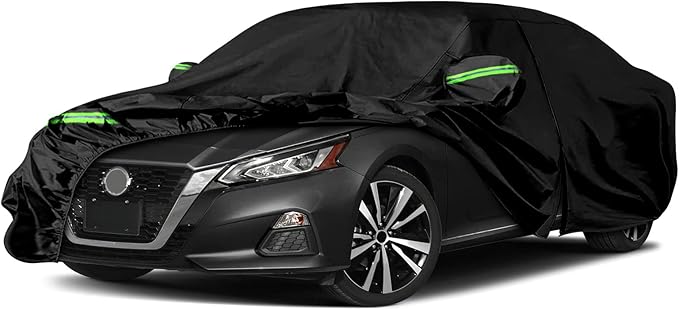 Waterproof Car Covers Replace for 2002-2025 Nissan Altima, 6 Layers All Weather Custom-fit Car Cover with Zipper Door & Windproof Bands for Snow Rain Dust Hail Protection (Altima)