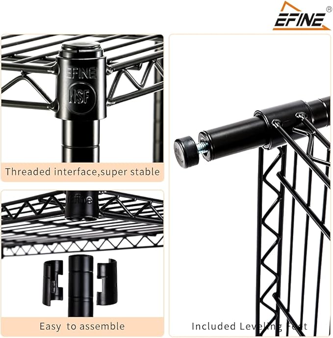 EFINE 5-Shelf Shelving Unit with Shelf Liners Set of 5, NSF Certified, Adjustable Heavy Duty Metal Wire Shelves, 350lbs Loading Capacity Per Shelf, Storage Rack(36W x 14D x 72H) Pole Diameter 1 Inch