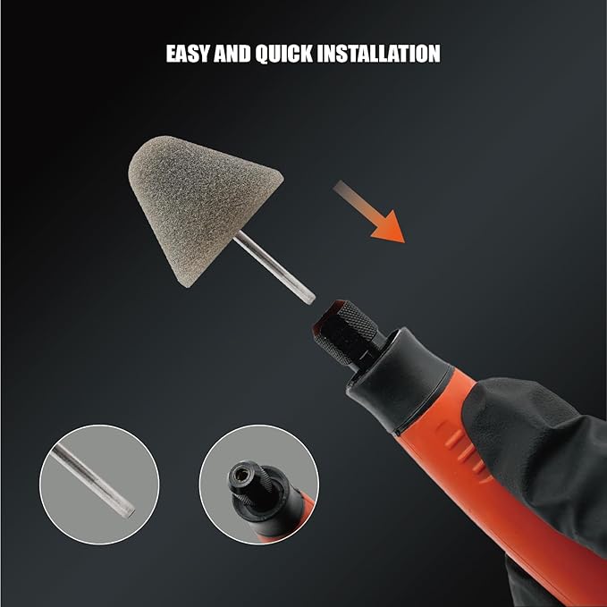 SPTA Gray Light Cut & Finish Pad with 1/8" Shank, 5Pcs Gray Flexible Shaft Cone Polishing Pad Set,Mini Car Detailing Pads for Small Area for Flexible Shaft & Drill Attachment -PT191-5