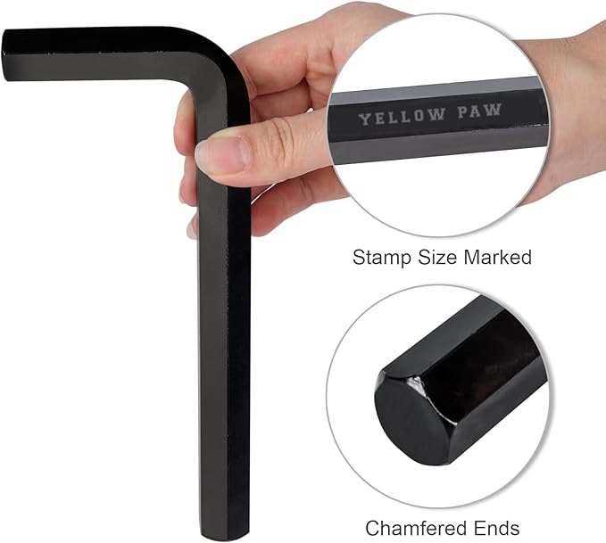 Yellow Paw Jumbo Allen Wrench Set (8 Pack - Extra Large Hex Key Set) Sizes 1/4, 5/16, 3/8, 7/16, 1/2, 9/16, 5/8, 3/4