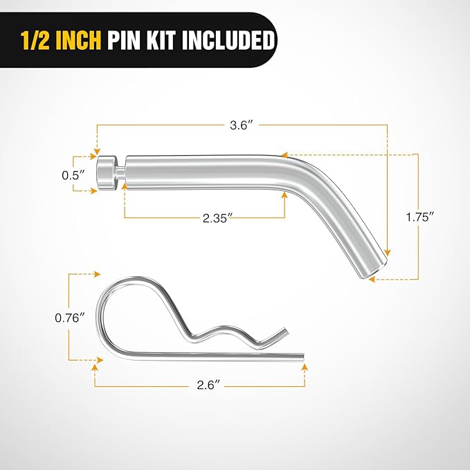 Nilight Trailer Hitch Mount with 2 Inch Trailer Ball & 1/2" Hitch Pin Clip Fits 1-1/4" Receiver Tubes 3500 lbs 1-1/4" Drop 3/4" Rise, 2 Years Warranty