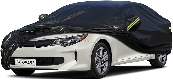 KouKou Car Cover Waterproof All Weather, 7 Layers Outdoor Car Covers for Automobiles Rain Snow UV Protection, Universal Fit Nissan Altima, Infiniti Q50,Kia Optima, Acura TLX ect.(Length 185-193 inch)