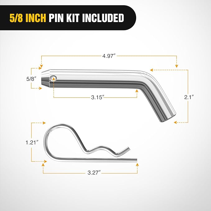 Nilight Fusion Trailer Hitch Mount w/Welded 1-7/8 Inch Trailer Ball & Hitch Pin, Fits 2 Inch Receiver, 5000 lbs 2" Drop