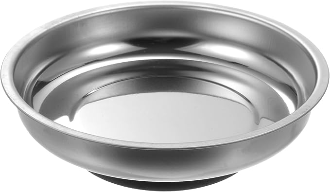 HARFINGTON Round Magnetic Tray 4" x 1.1" Stainless Steel Magnet Tool Tray Parts Holder for Socket Screw Nuts Bolts Pin Washers Metal Parts