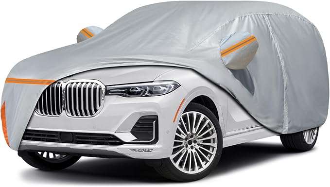 Waterproof Car Cover for 2018-2025 BMW X7, Custom-fit All Weather Sun Rain UV Dust Snow Protection Outdoor X7 Car Cover with Door Zipper and Cotton Lining-Gray