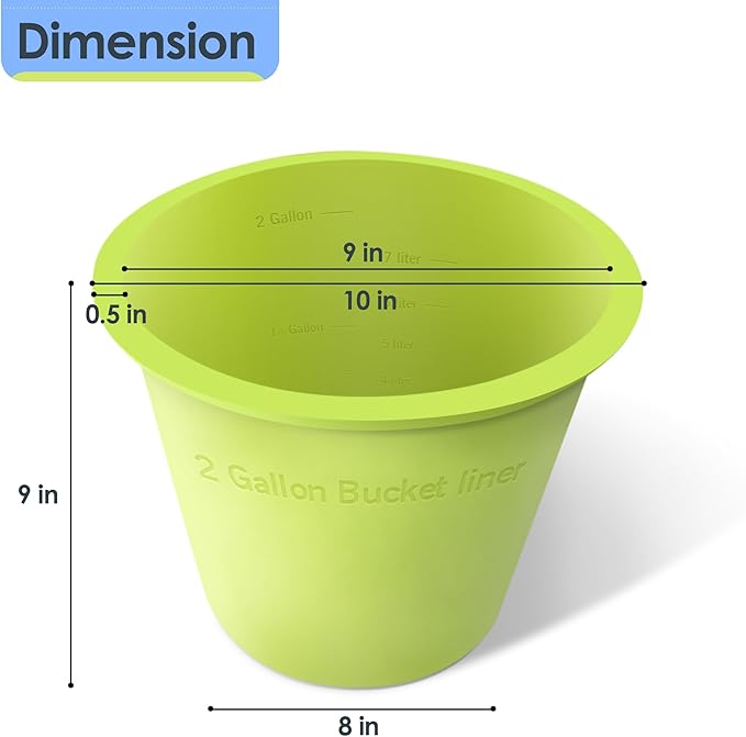 2 Gallon Silicone Bucket Liner with Measurements, 4mm Thick Reusable Flexible Silicone Liner, Leakproof Mixing Bucket for Epoxy Resin, Thinset, Paint, Cement, Concrete, Mud