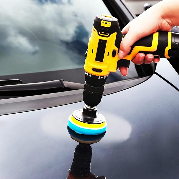 10Pcs 4 inch Car Polishing Pad Kit, Sponge and Wool Polishing Pad Set with M10 Drill Adapter, Car Buffer Polisher Drill Buffing Kit for Polishing,Waxing,Sealing Glaze
