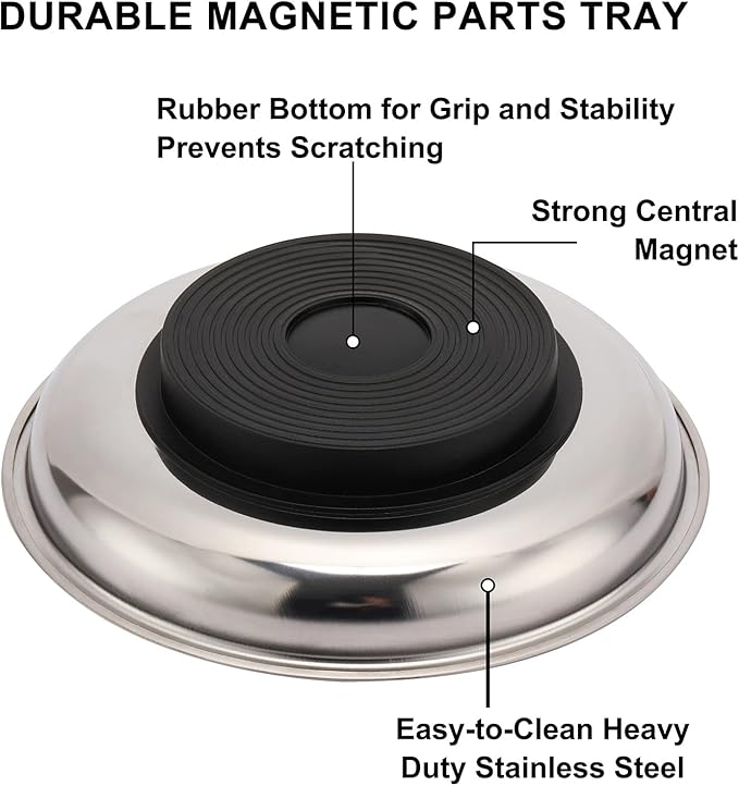 Mayouko 3PCS Magnetic Parts Tray Set, Stainless Steel Dish Holder, for Screw, Nuts, Bolts, Small Parts, Round Rectangular Magnetic Parts Dish
