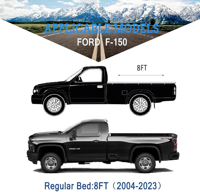 Kaugung 6 Layers Truck Cover Waterproof Custom Fit Ford F150 Regular Cab 8ft Bed from 2004 to 2025, 6 Layers Heavyweight Pickup Car Cover Outdoor Indoor Sun UV Rain Snow Wind Protection.