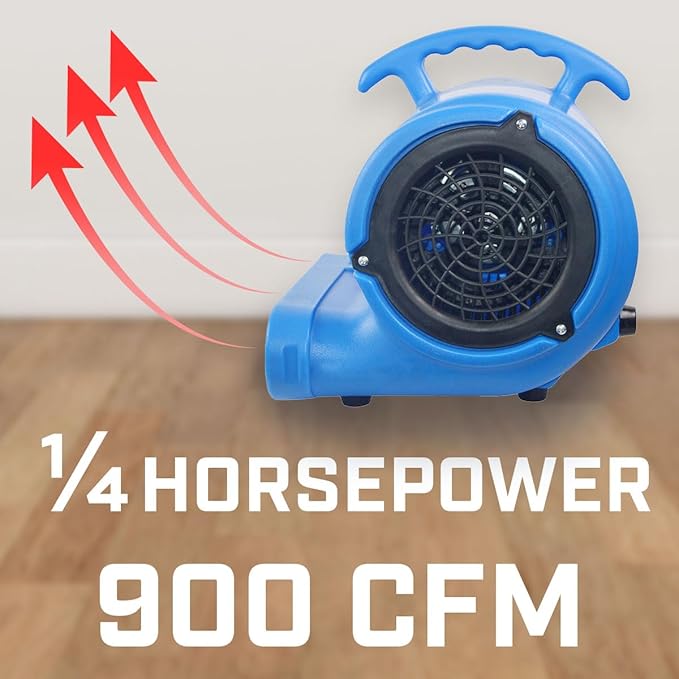 1/4hp 900CFM Air Mover Carpet Dryer Floor Fan Cooling Fan - Industrial Heavy Duty Abanico de Piso Blower Fan with High Power for Commercial Industrial and Pro Janitorial Use [WWD28]