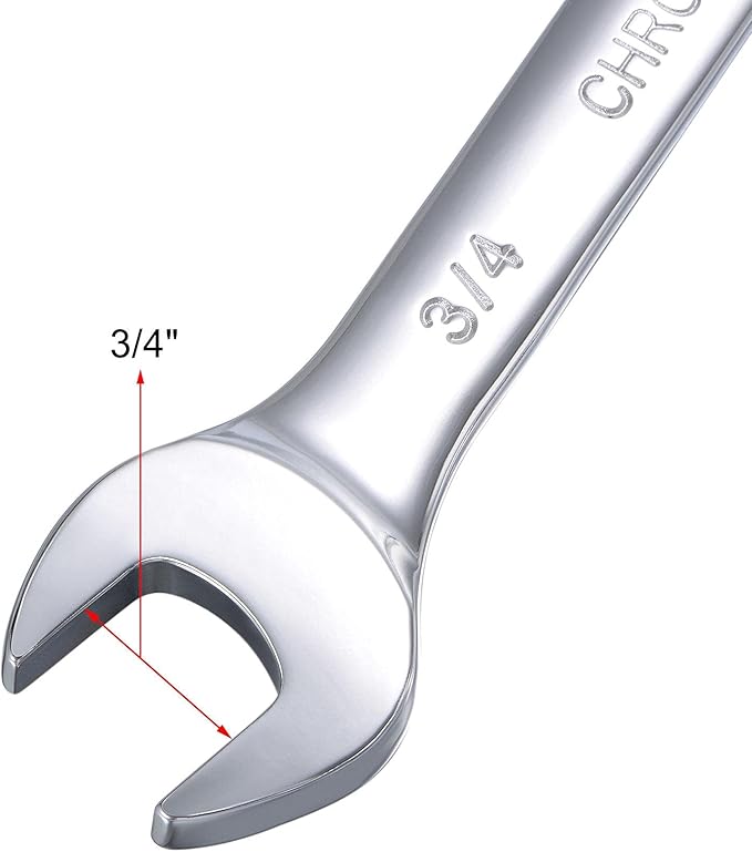 uxcell 3/4 Inch Ratcheting Combination Wrench SAE 72 Teeth 12 Point Ratchet Box Ended Spanner Tools, Cr-V