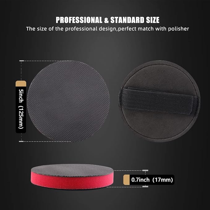 Clay Bar Pad, 5 Inch Mid Grade,1Pc Handle Grip Pad and 1 Pc Clay Bar Applicator, Synthetic for DA Polisher and Rotary Polisher for Car Detailing, Clay Bars Auto Detailing -CHMLP5MA