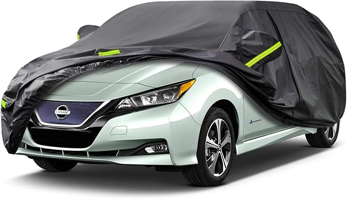 Kaugung 7 Layers Hatchback Car Cover Custom Fit Nissan Leaf from 2010 to 2025, Waterproof All Weather Resistant Outdoor Indoor Sun Rain Dust Snow Protection.(USA Warehouse,Within 3-7 Days) Black