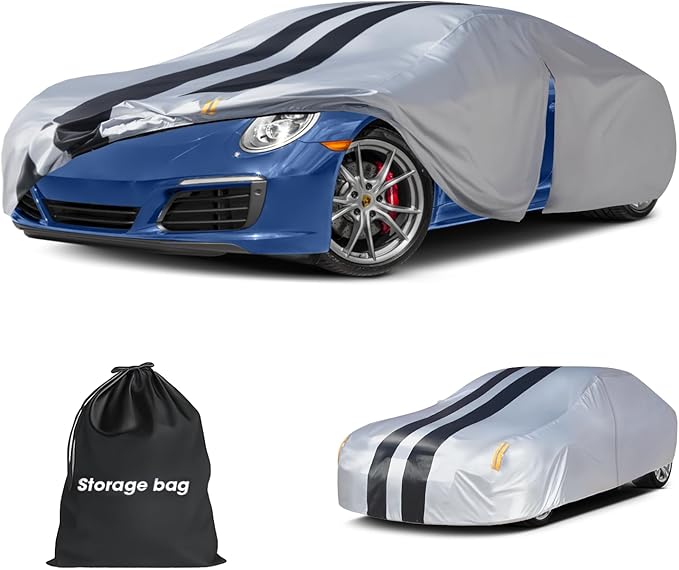 Multi-Layer Car Cover Custom Fit for Porsche 911(991/992/996/997 Series) Carrera 4S/Turbo/Carrera(2011-2026), 100% Waterproof, Gift with Towel, Heavy Duty Car Covers for Rain Sun UV Protection.