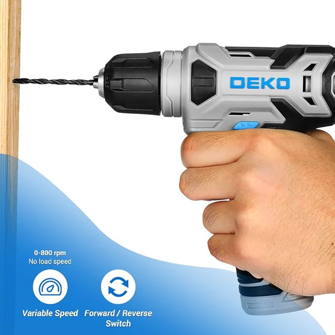 DEKOPRO 8V Cordless Drill, Drill Set with 3/8"Keyless Chuck, Built-in LED, Type-C Charge Cable, 42pcs Acessories, Power Drill for Drilling and Tightening/Loosening Screws