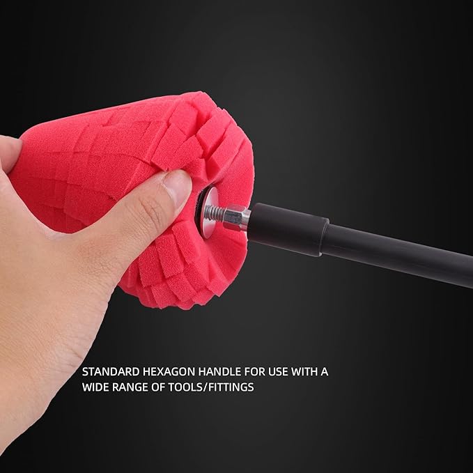 SPTA Metal Polishing Tool, Auto Cone Metal Polish Buffing Polishing Ball, Drill Buffing Sponge Pads Buffing Wheel for Drill Foam, Sponge Buffing for Automotive Car Wheel Hub Care