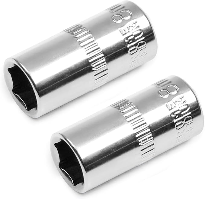 Utoolmart 1/4" Drive 8mm Socket, Shallow Socket Set, for General Repairs, 6-Point, Metric, Cr-V, 2pcs