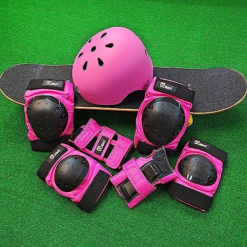 JBM Adult & Kid Skating Protective Gear Set for Beginner to Advanced, Skateboard Helmet Knee and Elbow Pads with Wrist Guards for Inline Roller Skating, Scooter, Skateboarding
