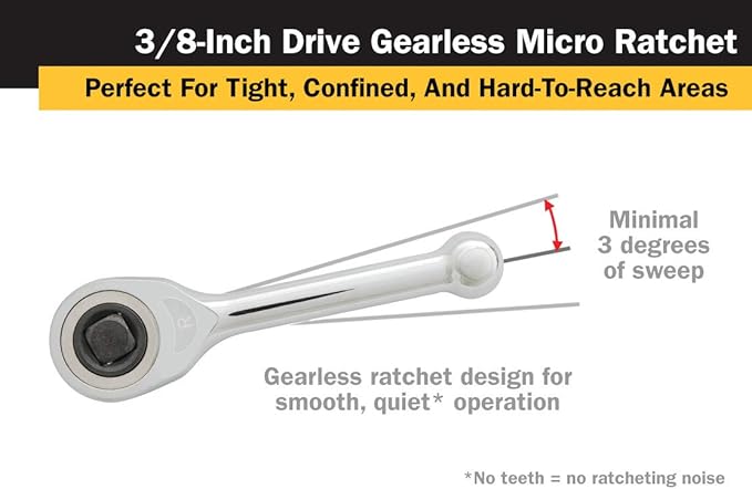 Titan 11201 3/8-Inch Drive x 4-Inch Gearless Micro Ratchet