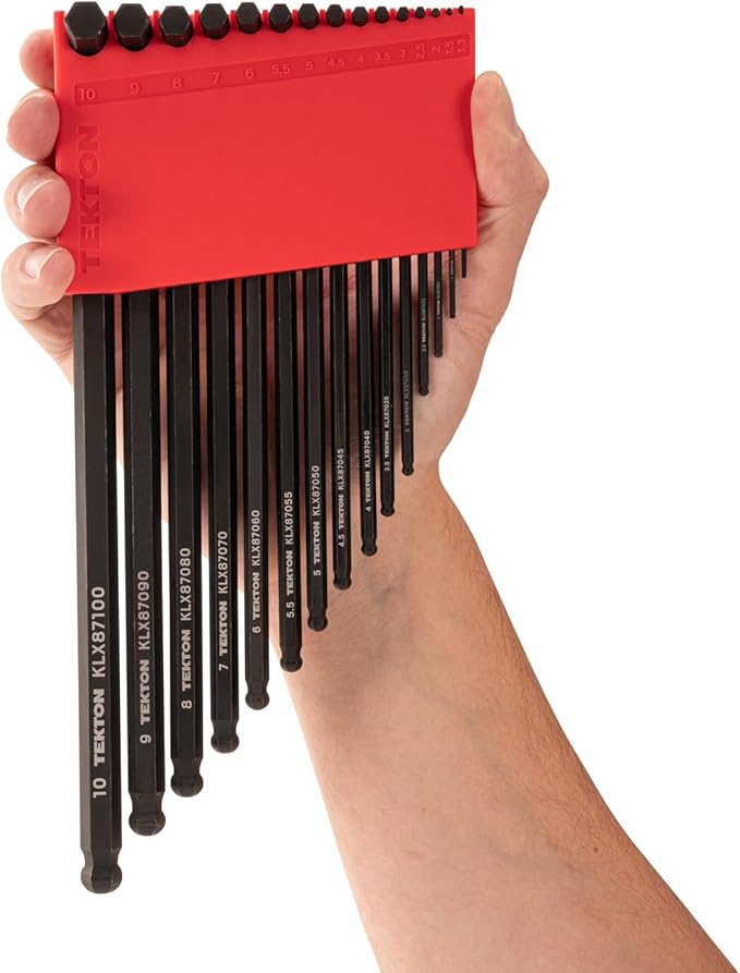 TEKTON Short Arm Ball End Hex L-Key Set with Holder, 15-Piece (1.3-10 mm) | KLX91213