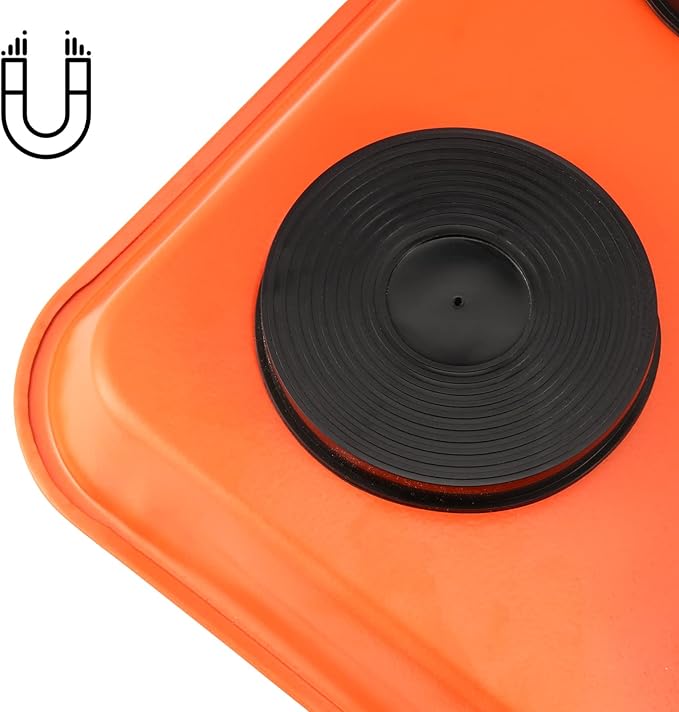 SEUNMUK 8 Pack Orange Magnetic Parts Tray Set, Stainless Steel Rectangle Magnetic Tray Holder for Socket Screw, Nuts, Bolts, Metal Parts, 11.4 x 10 Inch, 5.9 x 2.6 Inch and 3.7 x 2.5 Inch