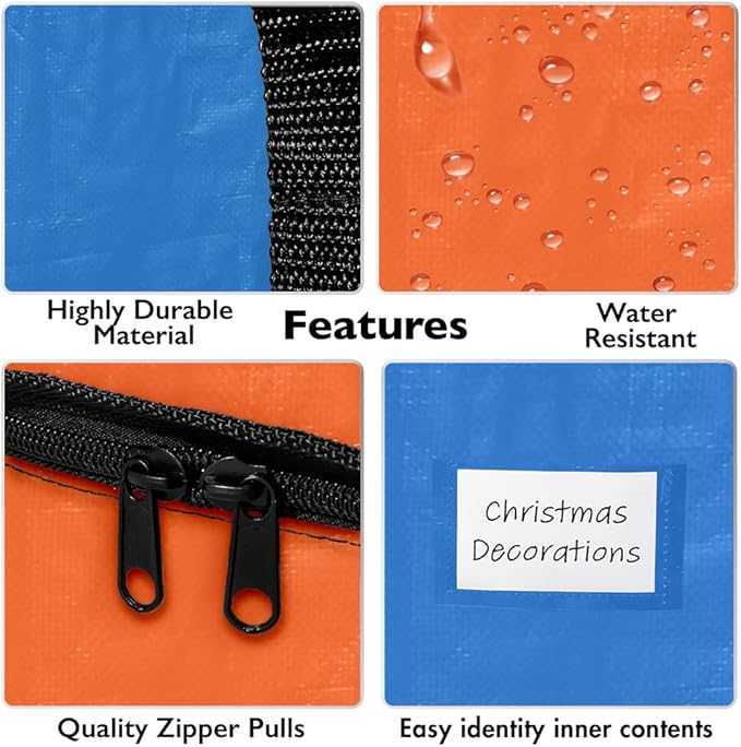 ClearSpace Oversized Moving Bags or Storage Bag – Large Moving Boxes with Backpack Straps, Zippers & Handles – Heavy-Duty Packing Bags for Moving, College Dorm, Christmas Decorations, 8 Pack