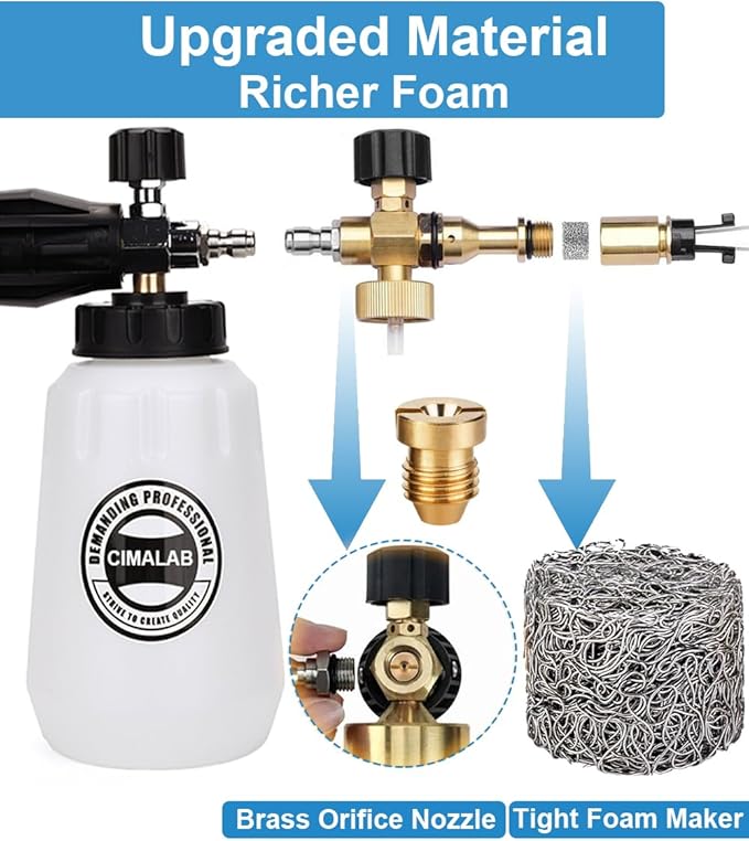 1.1 Orifice Foam Cannon, 2 Pieces 1.1 mm Orifice for Foam Cannon and 2 Pieces Foam Maker, Universal Foam Cannon Orifice Nozzle Tips for Pressure Washer Foam Cannons Parts, 3000 PSI (4 Pack)