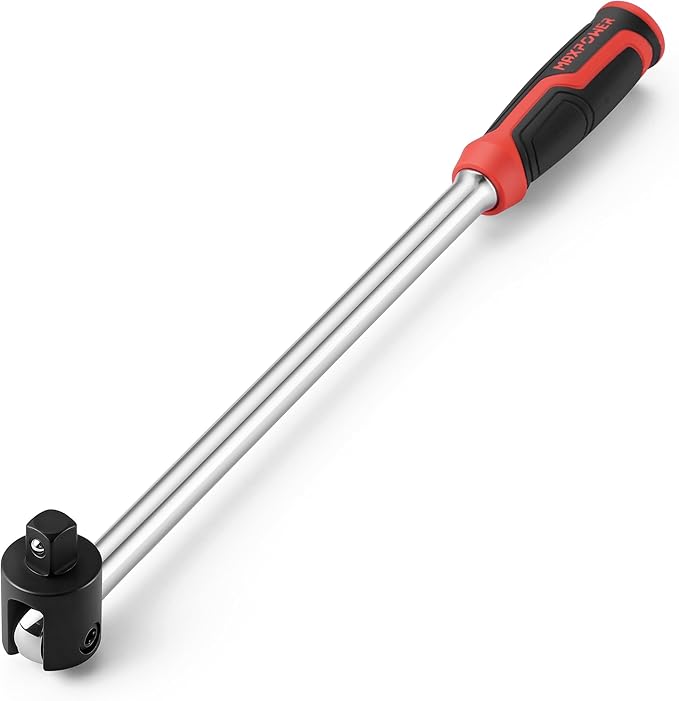 MAXPOWER 1/2" Drive Breaker Bar, 17-inch Breaker Bars with 270° Flex Head, Soft Grip Handle