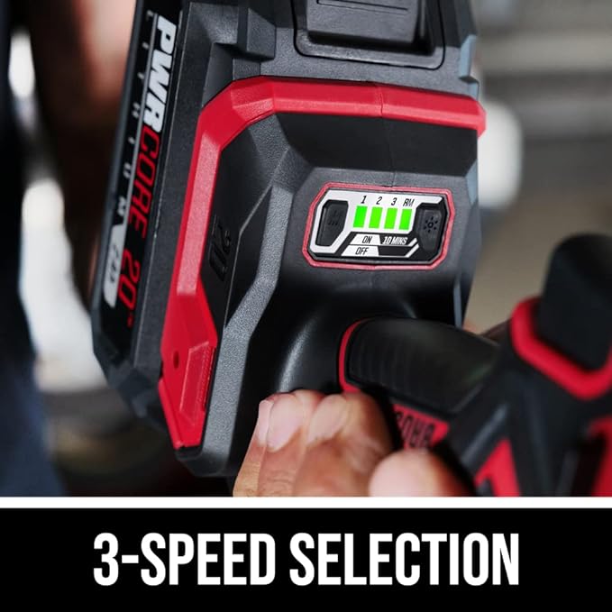 SKIL PWR CORE 20 Brushless 20V 3/8-Inch Compact Impact Wrench Kit with 3-Speed & Halo Light, Includes 2.0Ah Battery and PWR Jump Charger - IW6739B-10