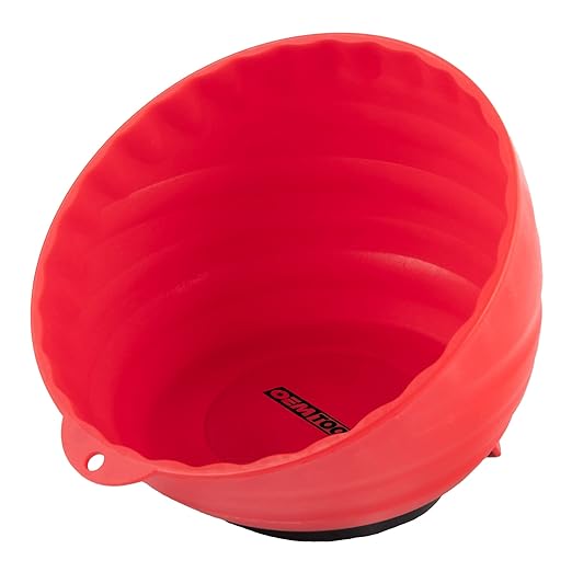 OEMTOOLS 25333 Red Magnetic Nut Cup, Curved Magnetic Parts Tray Holds Up to 5 Pounds, Attaches To Metal Surfaces, Multi-Use Nuts And Bolts Organizer Made From Durable ABS Plastic