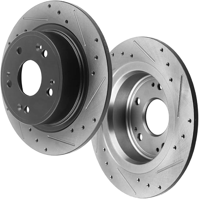 Front and Rear Front Brake Rotors + Ceramic Brake Pads Kit Replacement for 2003-2007 Honda Accord - Driver & Passenger Side - All Clips and Hardwares Included
