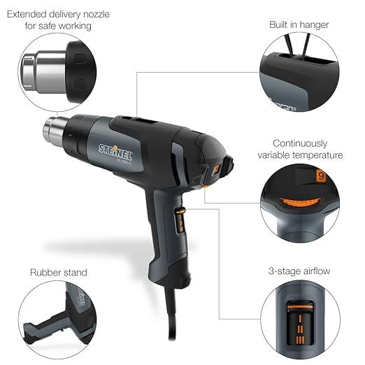 Steinel HL 1920 E Multi Purpose Kit - Heat Gun Set incl. Heat Tool with Variable Temperature & Airflow, hot air Gun Set for desoldering, Welding Plastics, thawing Frozen Pipes