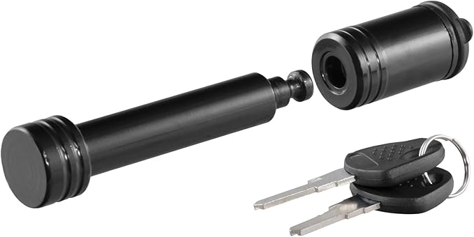 CURT 45900 Adjustable Trailer Hitch Ball Mount, 2-Inch Receiver, 6-Inch Drop, 5-1/4-Inch Rise + 23518 Black Trailer Hitch Lock 5/8-Inch Pin Diameter Fits 2-Inch Receiver