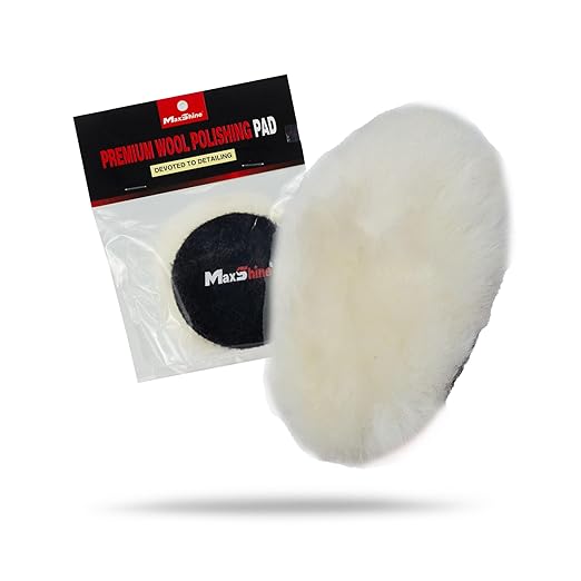 Maxshine 3" Universal Wool Buffing Polishing Pad – 100% Natural Wool with Hook & Loop – Professional Pad for Paint Correction & Oxidation Removal – Compatible with DA & Rotary Polishers