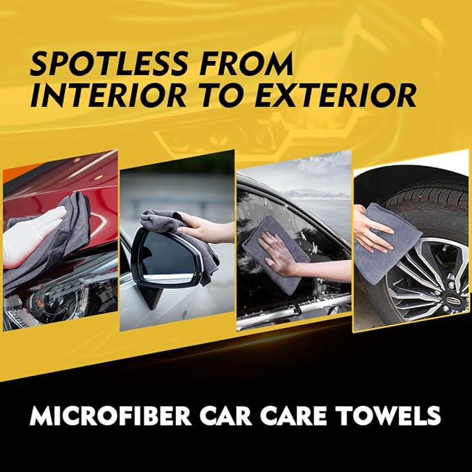 HOMEXCEL Grey Microfiber Cleaning Cloth 50 Pack, 12.5 x 12.5 inch Microfiber Towels for Cars, Ultra Absorbent Car Washing Cloth, Lint Free Streak Free Cleaning Rags for Car, Kitchen, and Window