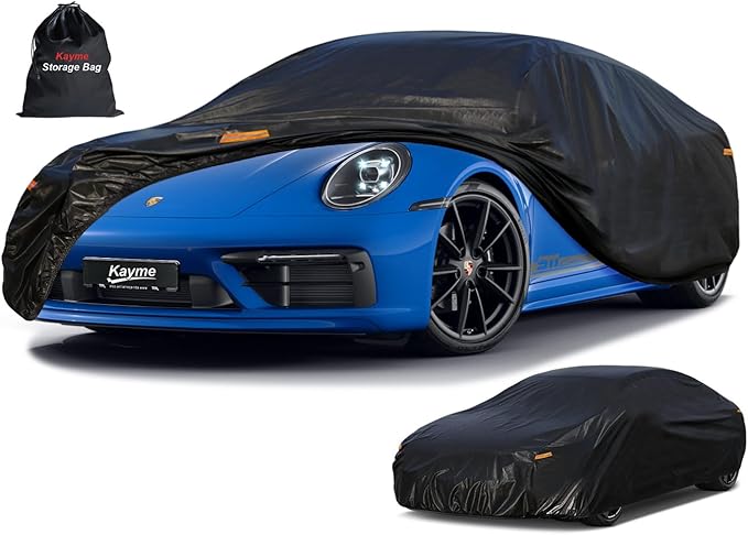Kayme 7 Layers Car Cover Custom Fit for Porsche 911 Coupe Convertible Targa (2011-2025) Waterproof All Weather for Automobiles, Outdoor Full Cover Rain Sun UV Protection.Black