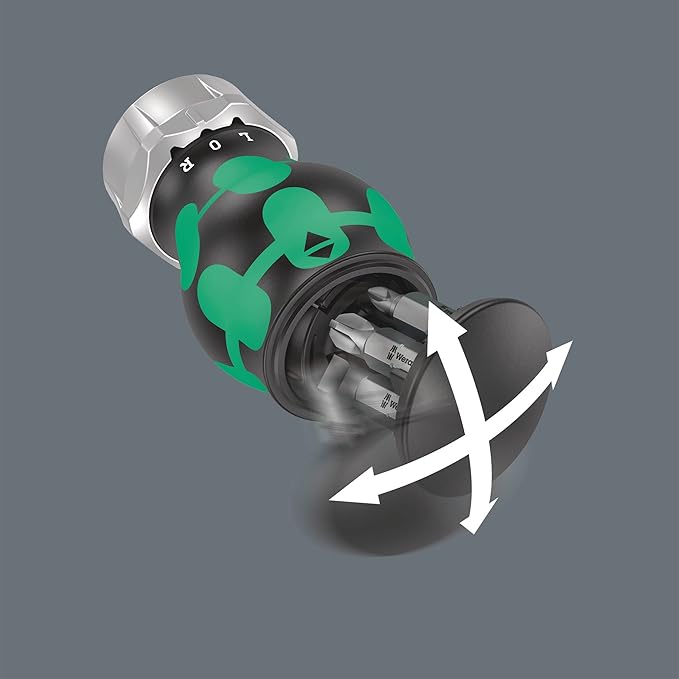 Wera 05008885001 Kraftform Kompakt Stubby magazine RA 3, Stubby Ratchet Screwdriver with Bit Magazine, 6 pieces