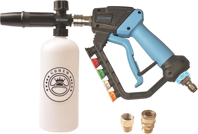GDHXW 5000 PSI High Power Pressure Washer Gun with Swivel,with Foam Cannon 2 Adapter 5 Pressure Washer Nozzles