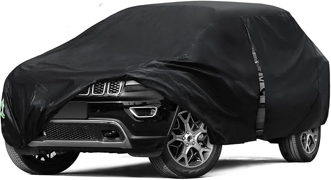 6 Layers Car Cover Waterproof All Weather for Automobiles, SUV Cover Size A7 Universal Fit for Toyota Highlander, Honda Pilot, Nissan Pathfinder, BMW X5/X6 (191-201 inch)
